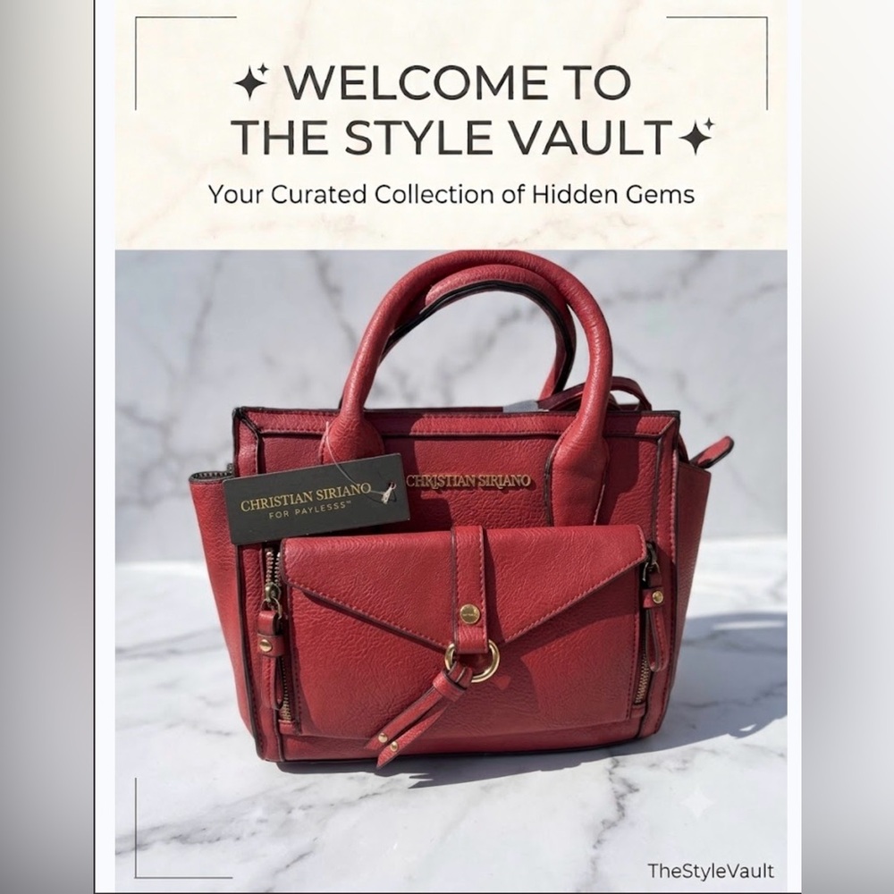 Christian Siriano Burgundy Red Satchel with Front Flap Pocket